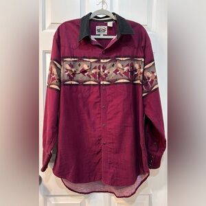Vtg Cumberland Outfitters Western Shirt Men's XL Aztec Eagle Pearl Snap Cowboy